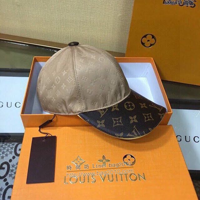 LV男士帽子 路易威登皮質帽檐鴨舌帽棒球帽  mm1040